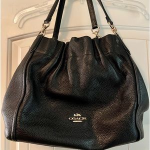COACH SHOULDER BAG, BLACK WITH GOLD HARDWARE
